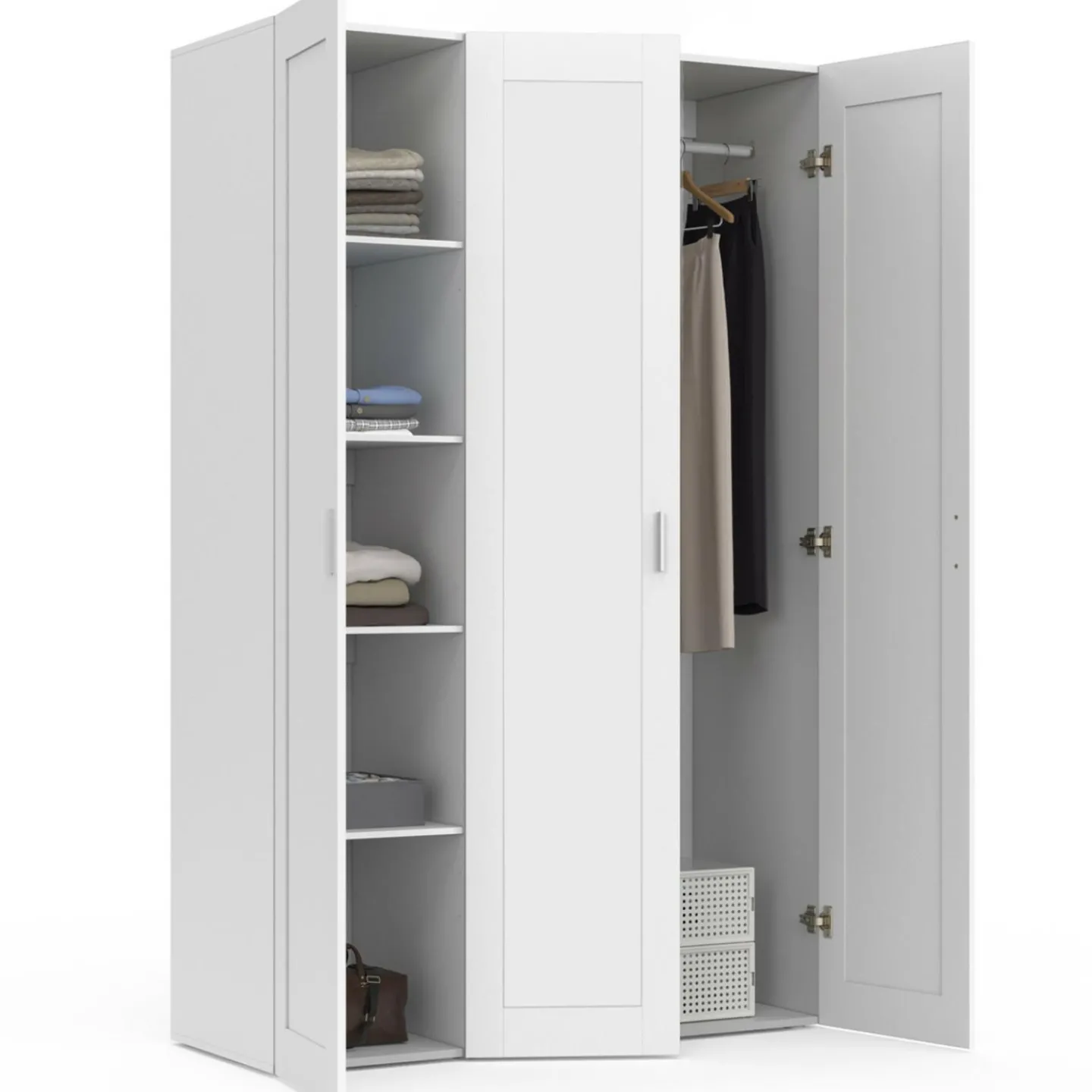 Armoire 3 portes blanche penderie et rangement 120 cm*IDMarket Online