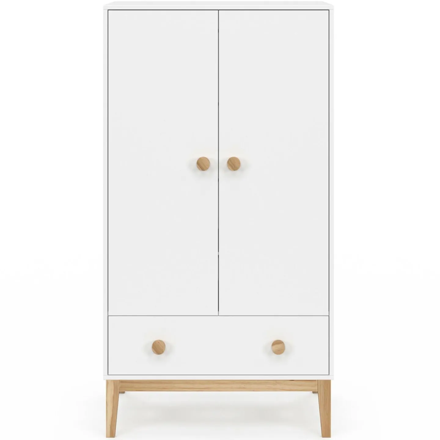 Armoire 2 portes et tiroir blanc et bois pour enfant*IDMarket Best