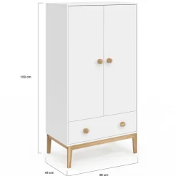 Armoire 2 portes et tiroir blanc et bois pour enfant*IDMarket Best