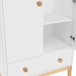 Armoire 2 portes et tiroir blanc et bois pour enfant*IDMarket Best