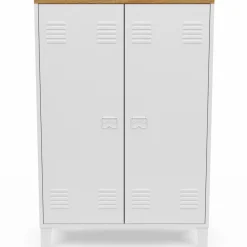 Armoire basse industrielle 2 portes métal noir et plateau bois*IDMarket Best