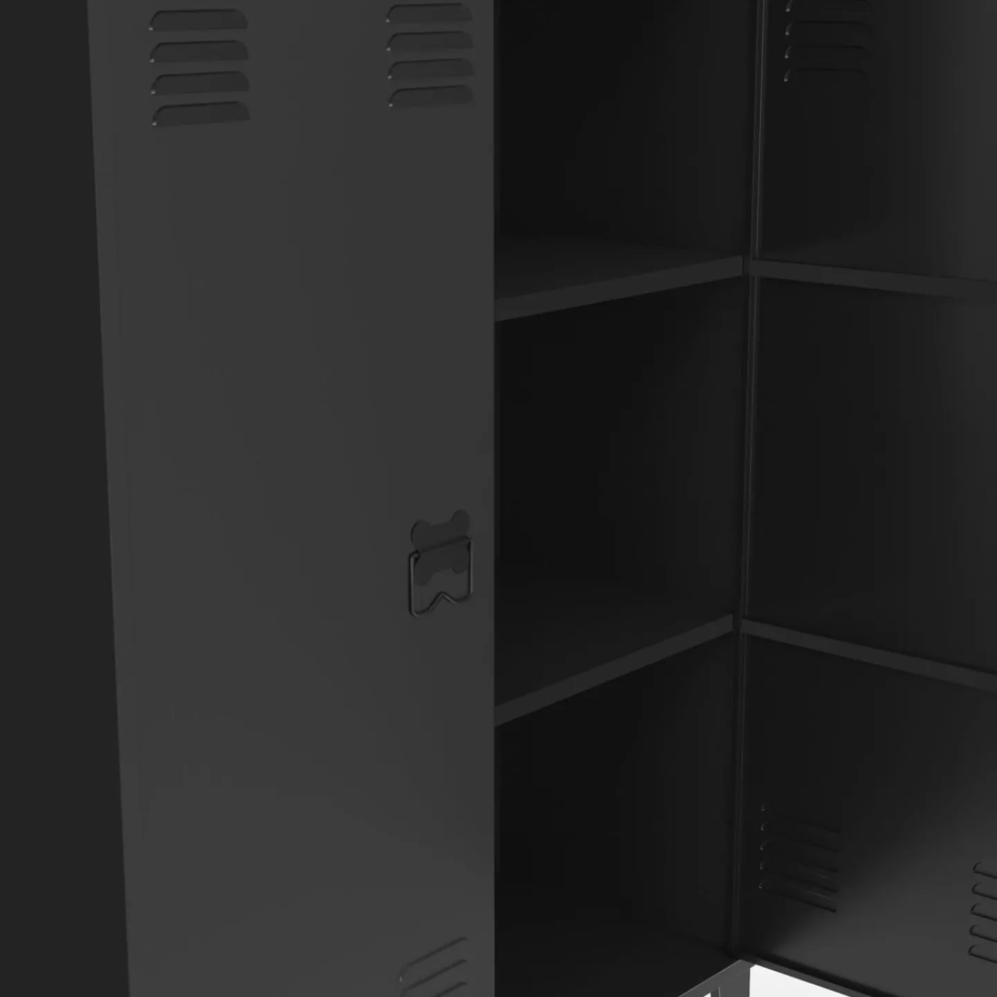 Armoire basse industrielle 2 portes métal noir et plateau bois*IDMarket New