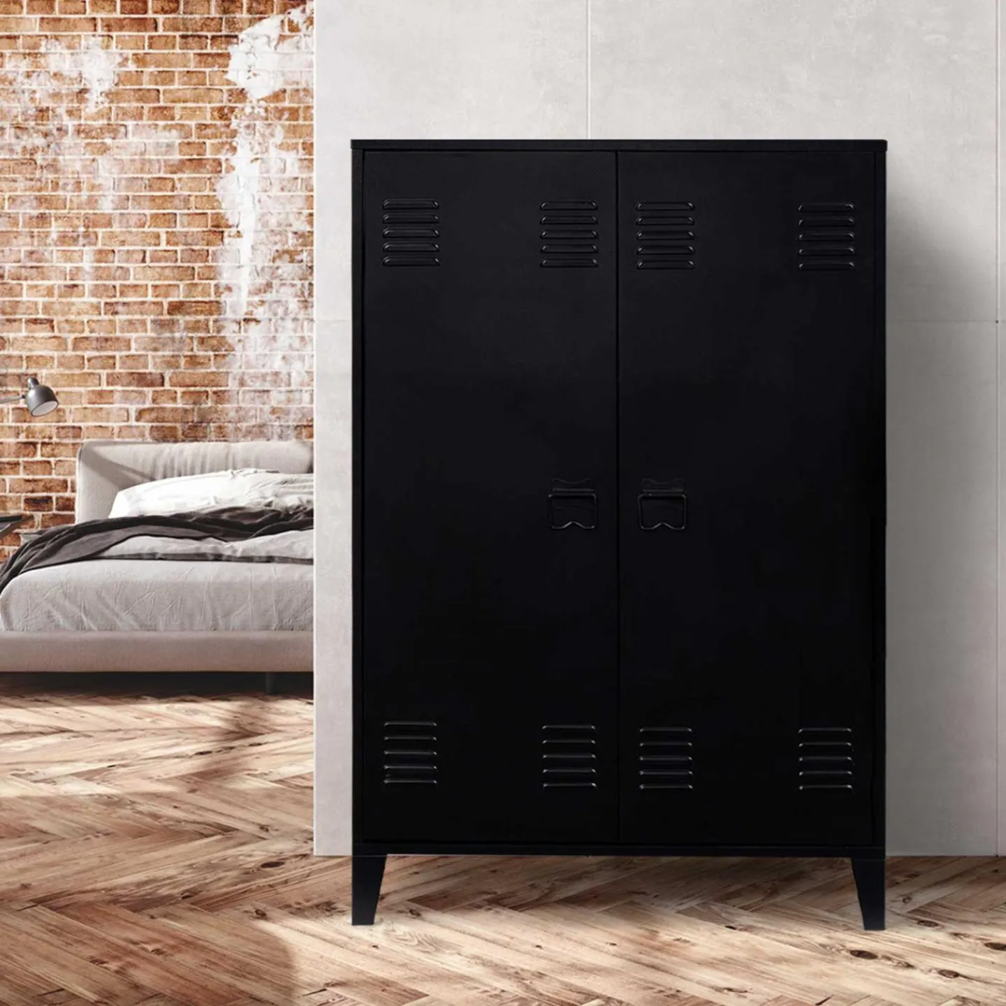 Armoire basse métallique noire*IDMarket Best