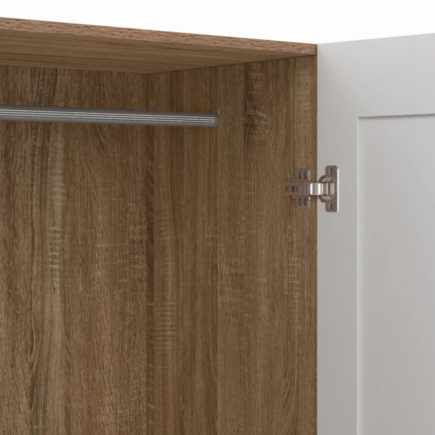 Armoire blanc et bois 2 portes et étagères*IDMarket