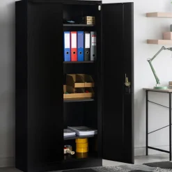 Armoire de bureau en métal noir 80x180 cm*IDMarket Discount