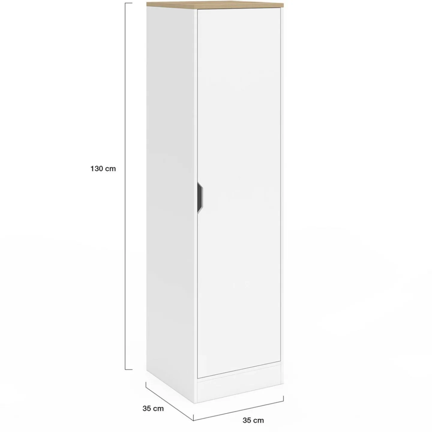 Armoire de rangement 1 porte avec étagères blanc et bois*IDMarket Hot