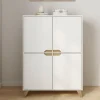 Armoire de rangement scandinave avec 4 portes bois blanc*IDMarket