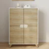 Armoire de rangement scandinave avec 4 portes blanc et bois*IDMarket Online