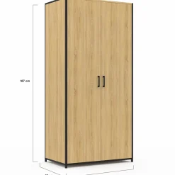 Armoire grande capacité avec penderie et étagères*IDMarket Discount