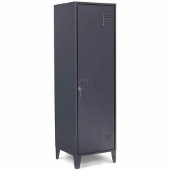 Armoire industrielle vestiaire métallique et bois gris foncé*IDMarket Discount