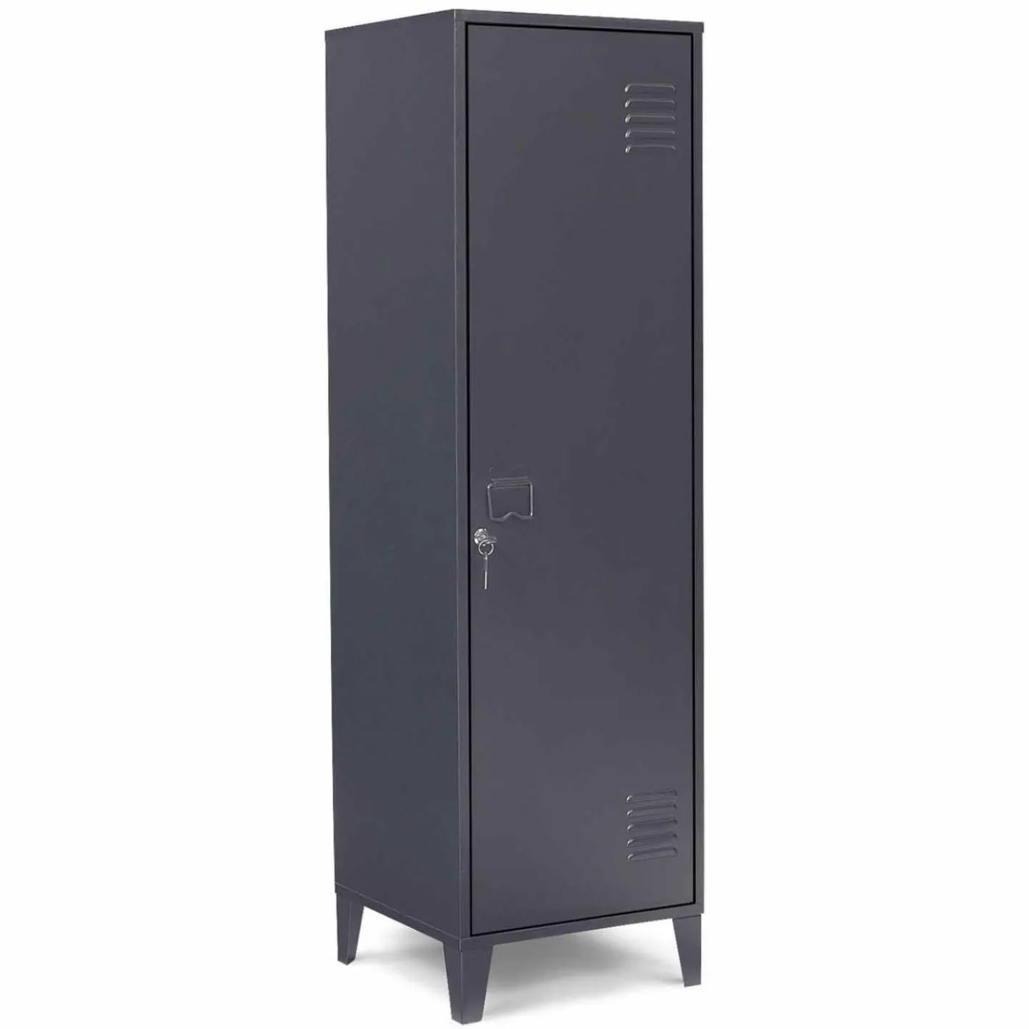 Armoire industrielle vestiaire métallique et bois gris foncé*IDMarket Discount
