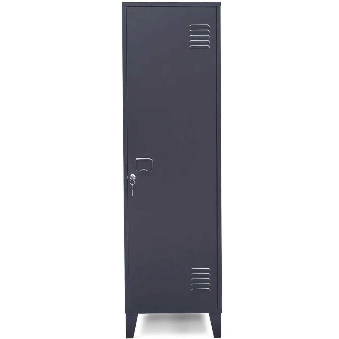 Armoire industrielle vestiaire métallique et bois gris foncé*IDMarket Discount