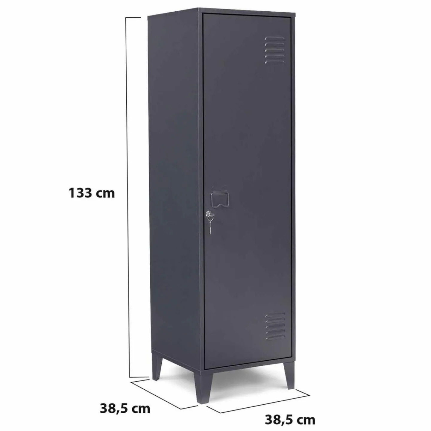 Armoire industrielle vestiaire métallique et bois gris foncé*IDMarket Discount
