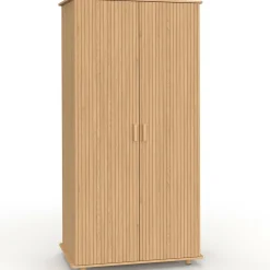 Armoire lattes tasseau bois coloris chêne 80 cm - penderie 2 portes et étagères*IDMarket Outlet