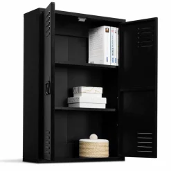 Armoire murale 2 portes noir et métal*IDMarket Sale