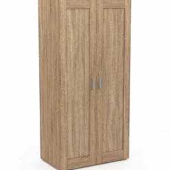 Armoire penderie en hêtre avec 2 portes et étagères*IDMarket Clearance