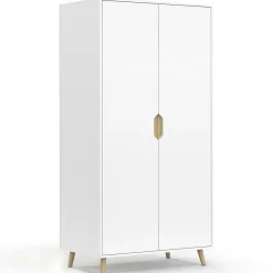 Armoire scandinave 2 portes blanche penderie 80 cm avec étagères rangement*IDMarket Outlet