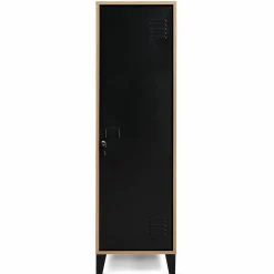 Armoire vestiaire bois et porte métallique noir design industriel*IDMarket Discount