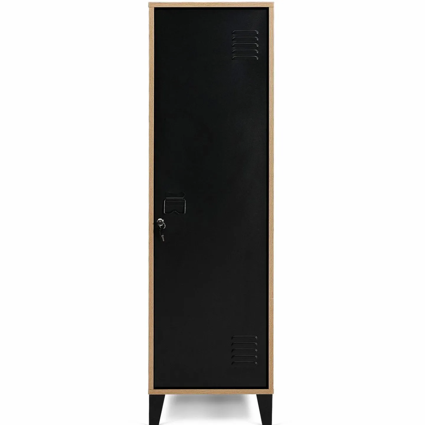 Armoire vestiaire bois et porte métallique noir design industriel*IDMarket Discount