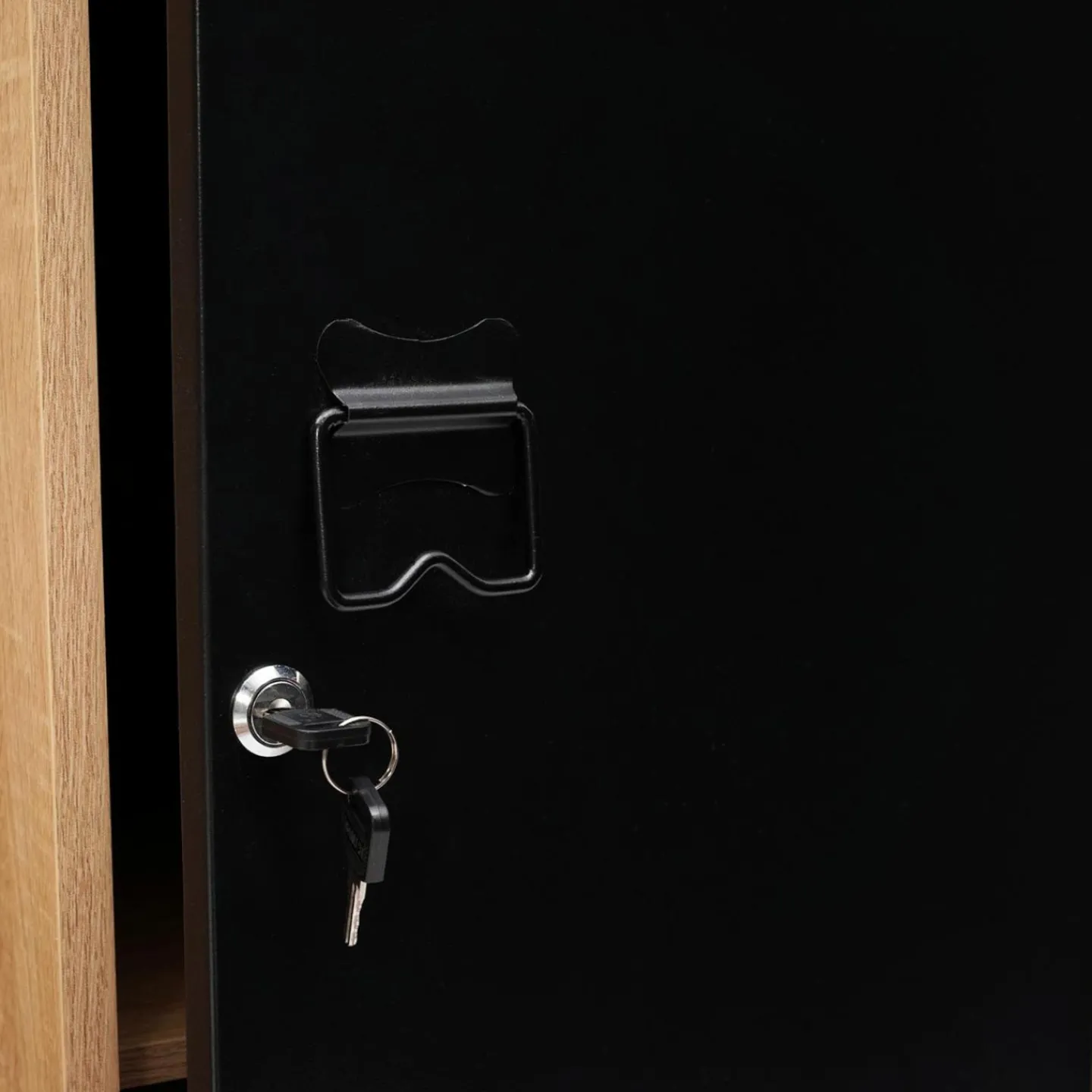 Armoire vestiaire bois et porte métallique noir design industriel*IDMarket Discount