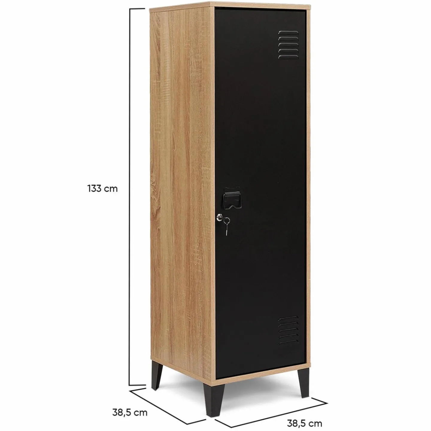 Armoire vestiaire bois et porte métallique noir design industriel*IDMarket Discount