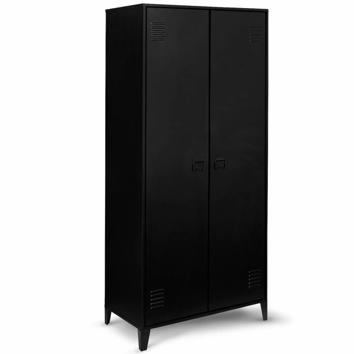 Armoire vestiaire métal noir avec 2 portes*IDMarket Outlet
