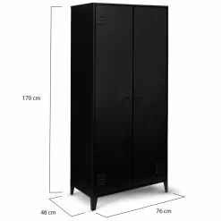 Armoire vestiaire métal noir avec 2 portes*IDMarket Outlet