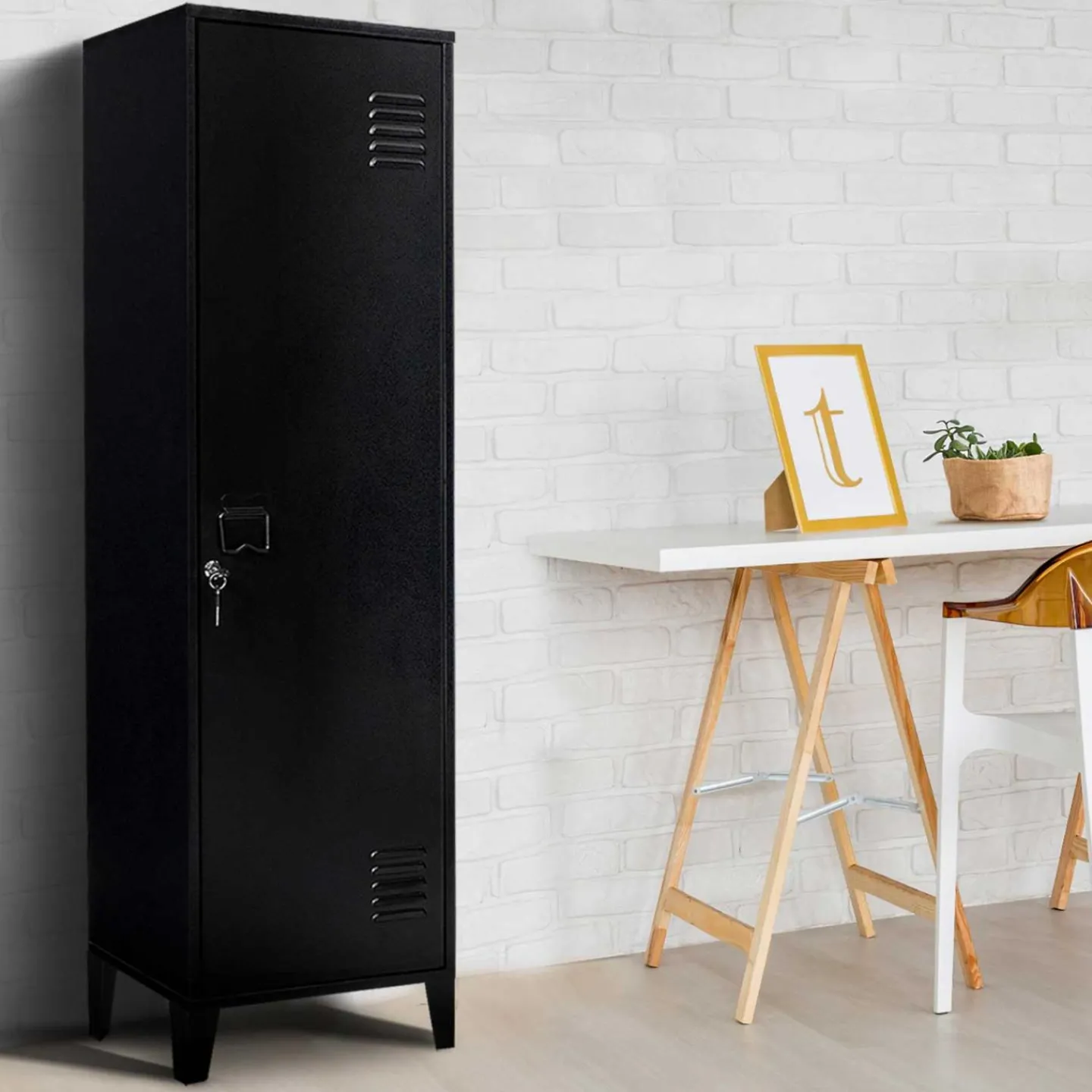 Armoire vestiaire métallique noire*IDMarket Online