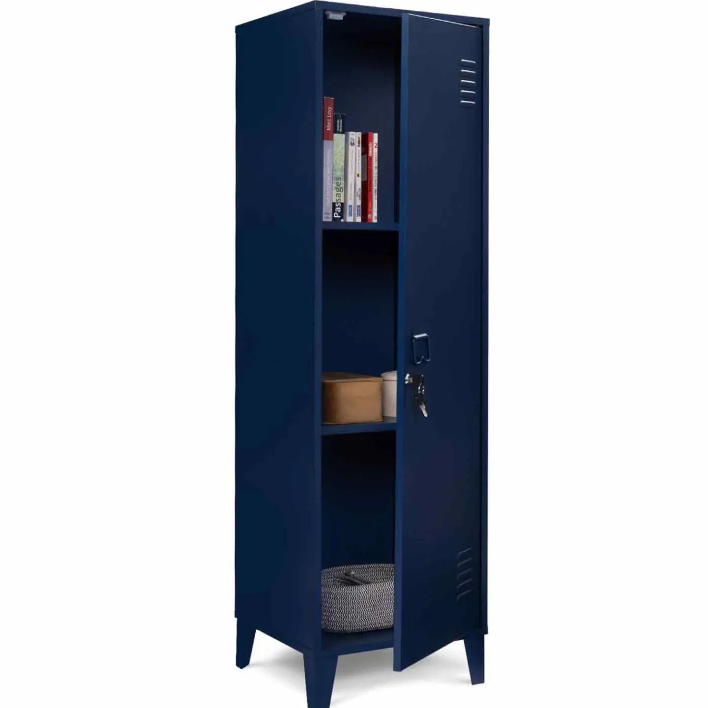 Armoire vestiaire porte métallique bleue industrielle*IDMarket Sale