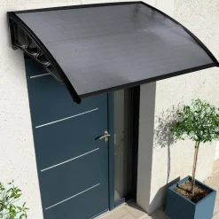 Auvent de porte marquise en polycarbonate noire 80 x 120 cm*IDMarket Discount