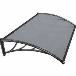 Auvent de porte marquise en polycarbonate noire 80 x 120 cm*IDMarket Discount