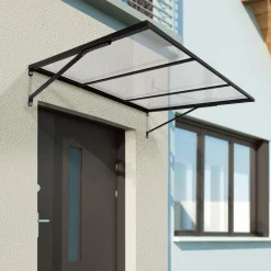 Auvent de porte moderne verrière noir 80 x 113 cm*IDMarket Best
