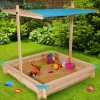 Bac à sable en bois avec toit refermable*IDMarket Outlet