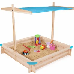 Bac à sable en bois avec toit refermable*IDMarket Outlet