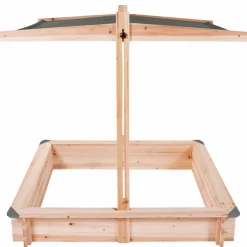 Bac à sable en bois avec toit gris refermable*IDMarket Outlet