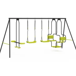 Balançoire verte avec 4 agrès pour 6 enfants*IDMarket Outlet
