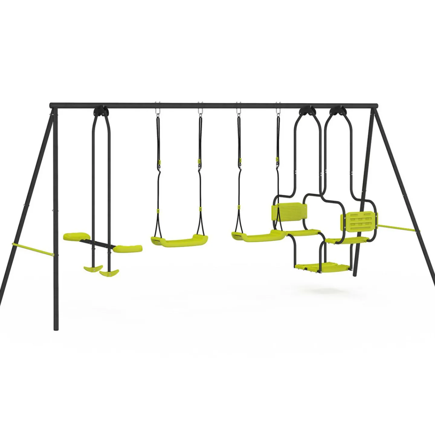 Balançoire verte avec 4 agrès pour 6 enfants*IDMarket Outlet