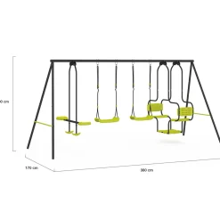 Balançoire verte avec 4 agrès pour 6 enfants*IDMarket Outlet