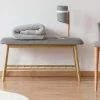 Banc bambou tissu gris style scandinave*IDMarket Best