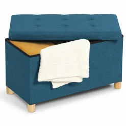 Banc coffre bleu canard 76 cm*IDMarket Outlet