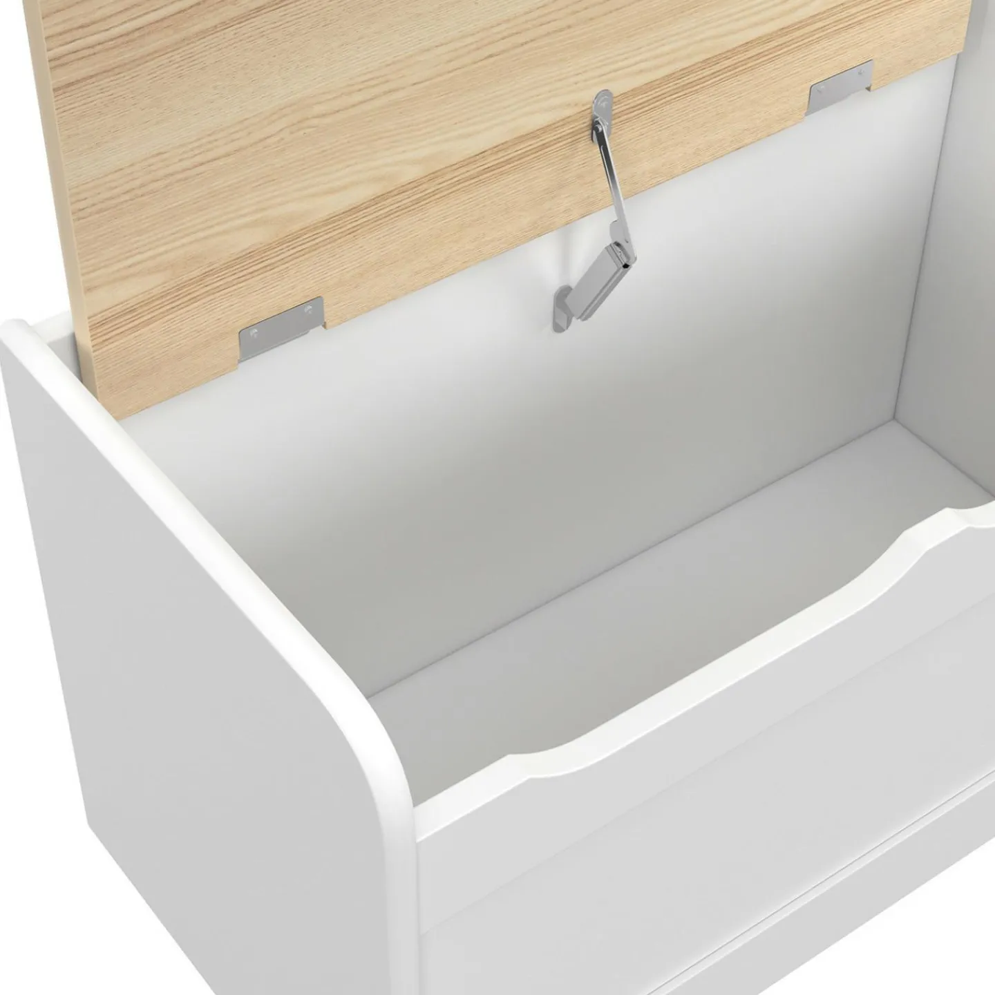 Banc coffre de rangement enfant 60 cm en bois blanc et hêtre*IDMarket Discount