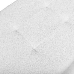 Banc coffre rangement pieds métal noir 100 cm tissu bouclette blanc*IDMarket Outlet