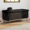 Banc de rangement velours noir avec pieds métal doré 100 cm*IDMarket Online