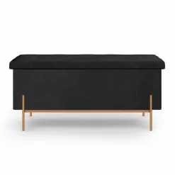 Banc de rangement velours noir avec pieds métal doré 100 cm*IDMarket Online