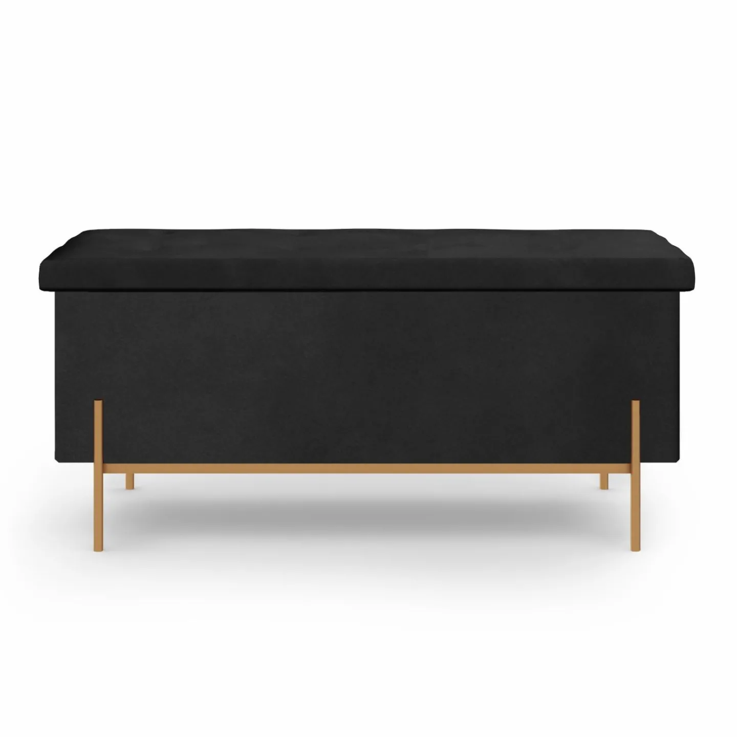 Banc de rangement velours noir avec pieds métal doré 100 cm*IDMarket Online