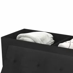 Banc de rangement velours noir avec pieds métal doré 100 cm*IDMarket Online