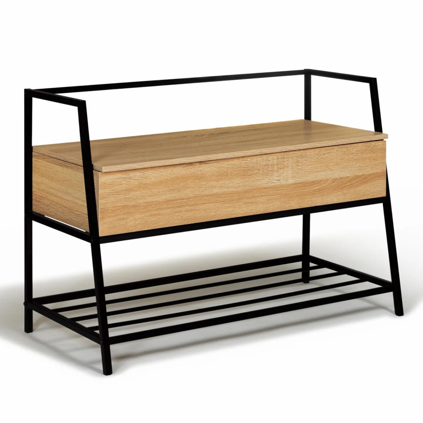 Banc d'entrée industriel bois et noir*IDMarket
