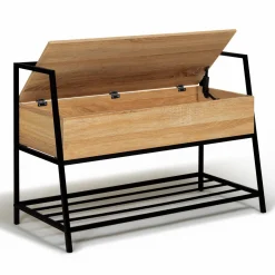 Banc d'entrée industriel bois et noir*IDMarket