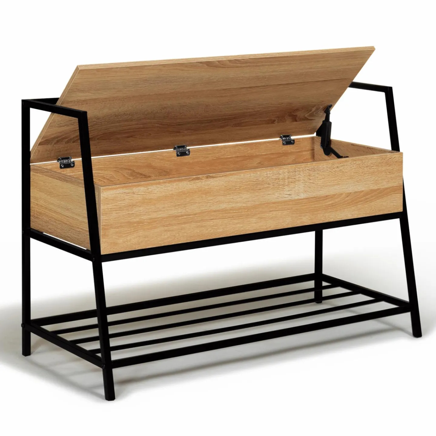 Banc d'entrée industriel bois et noir*IDMarket