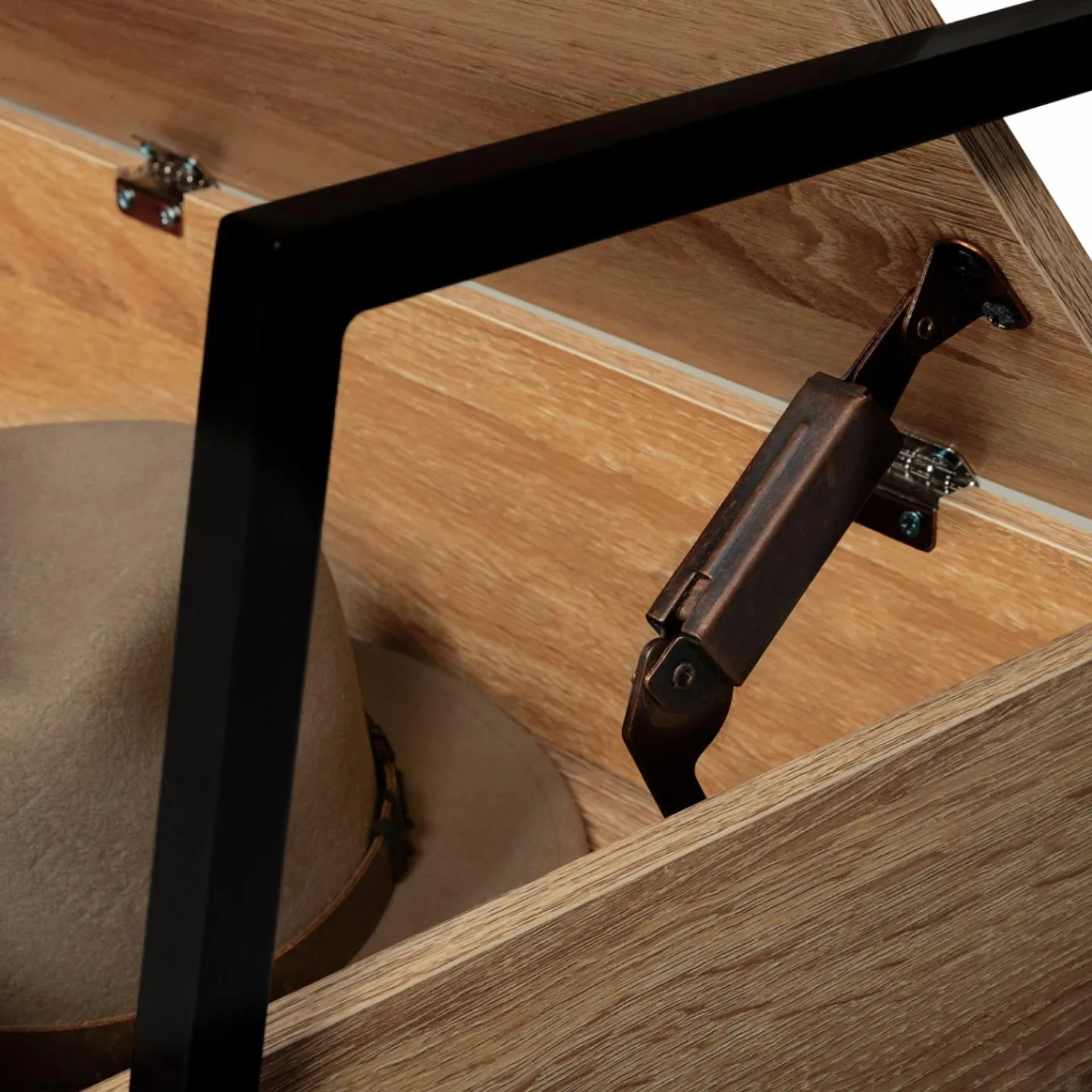 Banc d'entrée industriel bois et noir*IDMarket